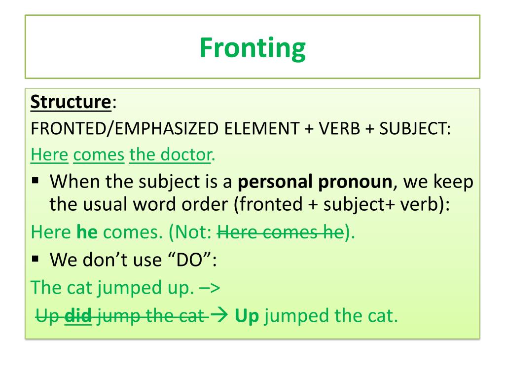 Fronting WillyGrammar